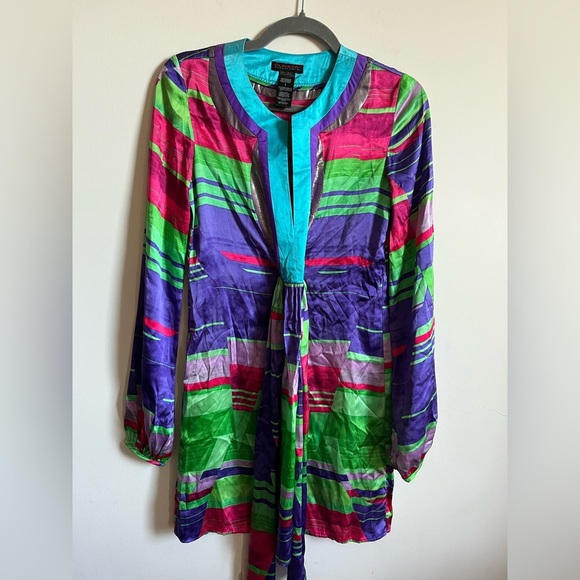 Custo Barcelona SILK Belted Waist Multicolored Dress - Picture 1 of 8